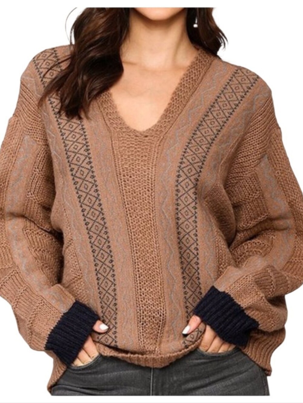 GiGio Mohair Wool Blend Grunge Aztec Sweater Sz S